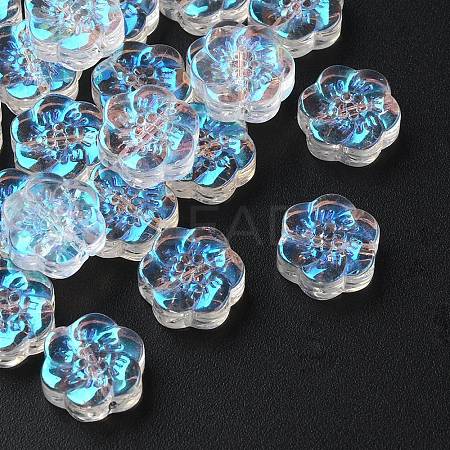 35Pcs Transparent Spray Painted Glass Beads GLAA-YW0001-73A-1