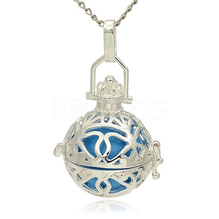 Silver Color Plated Brass Hollow Round Cage Pendants LS-KK-J240-02S-1