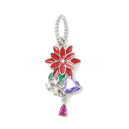 925 Sterling Silver Pave Cubic Zirconia with Enamel Pendants STER-G047-01D-1